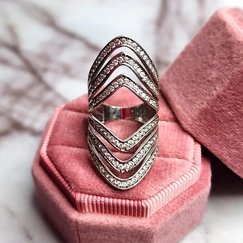 Sterling silver ring chevron